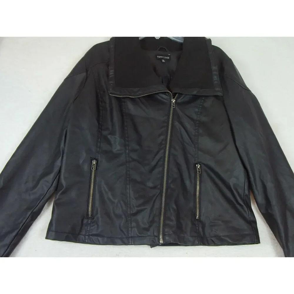 New Look Moto Faux Leather‎ Jacket Women's Size XL Black